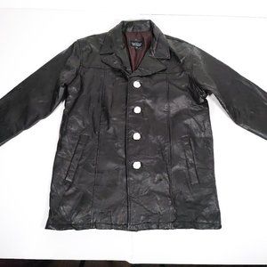 Haband Executive Division Unisex Vintage Style Patchwork Leather Coat  M NWOT